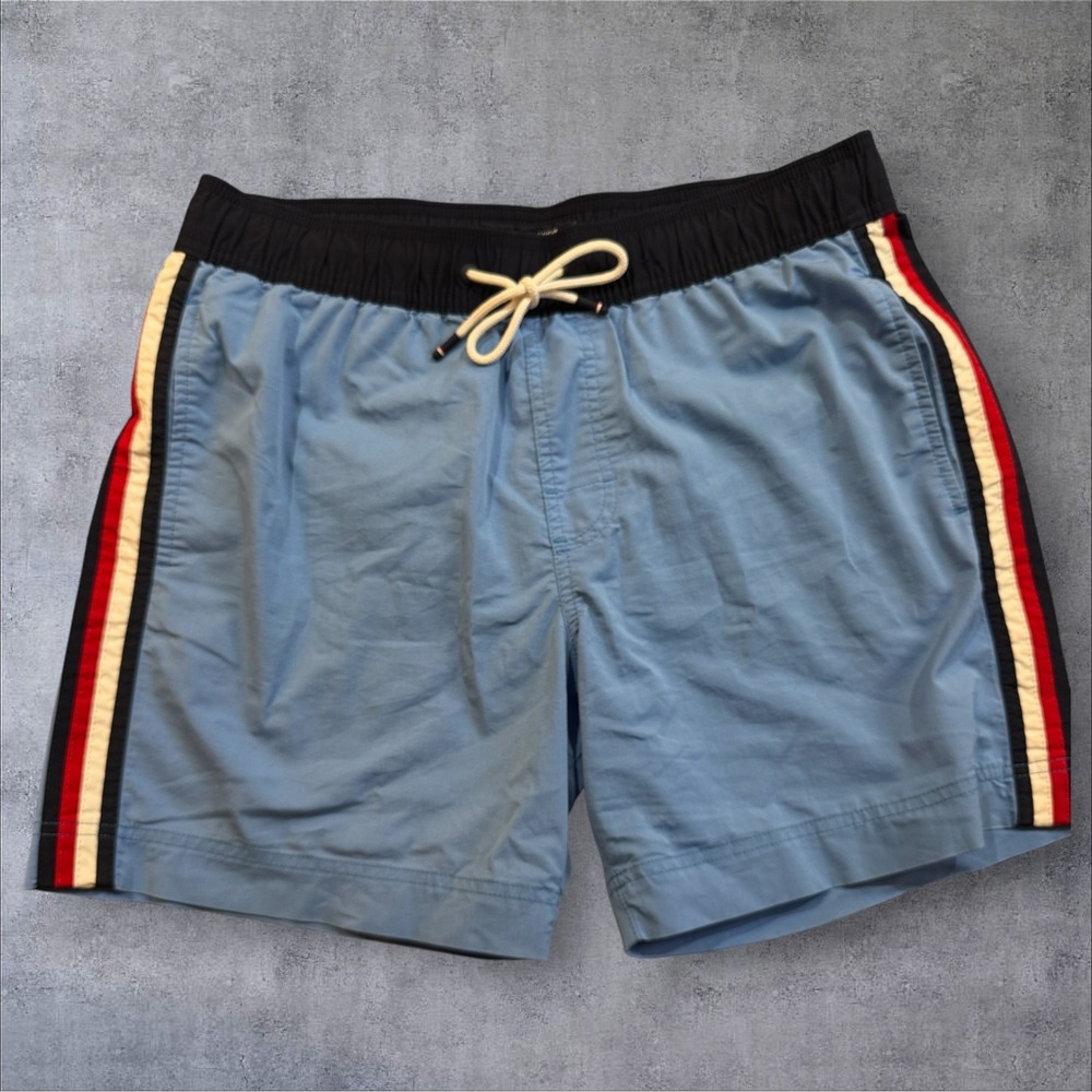 Tommy Hilfiger Swim Trunks Men's M Blue Side‎ Stripe Drawstring